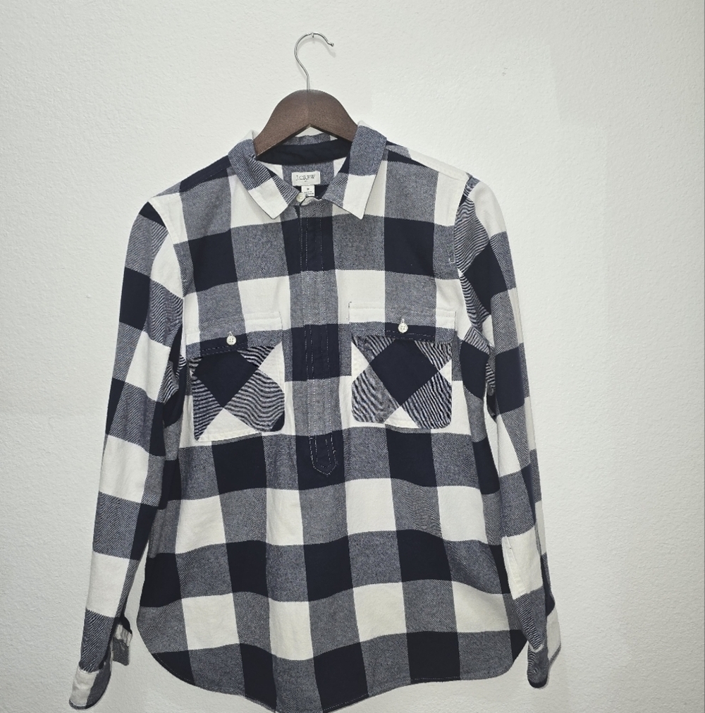J.Crew Navy and White Checkered Shirt - Picture 5 of 11